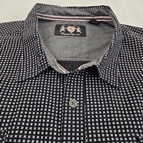 Lions Crest English Laundry Shirt Men's 4X Button Short Sleeve Navy Blue EUC - Picture 4 of 14